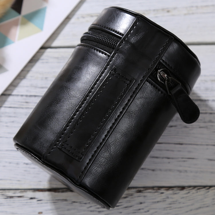 Medium Lens Case Zippered PU Leather Pouch Box for DSLR Camera Lens, Size: 13x9x9cm