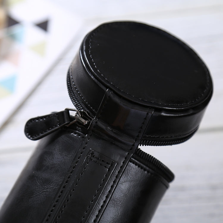 Medium Lens Case Zippered PU Leather Pouch Box for DSLR Camera Lens, Size: 13x9x9cm