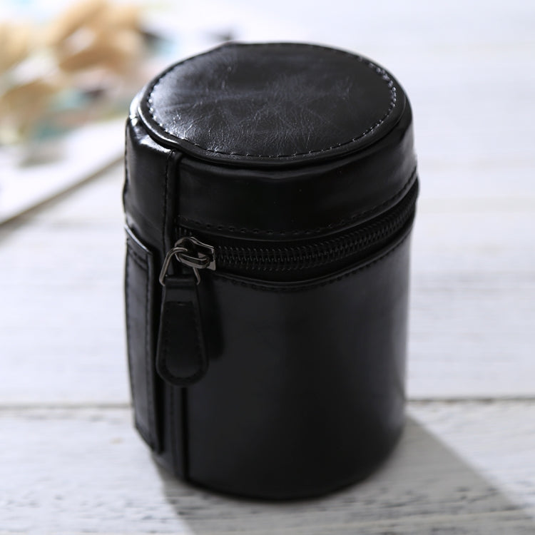 Small Lens Case Zippered PU Leather Pouch Box for DSLR Camera Lens, Size: 11x8x8cm