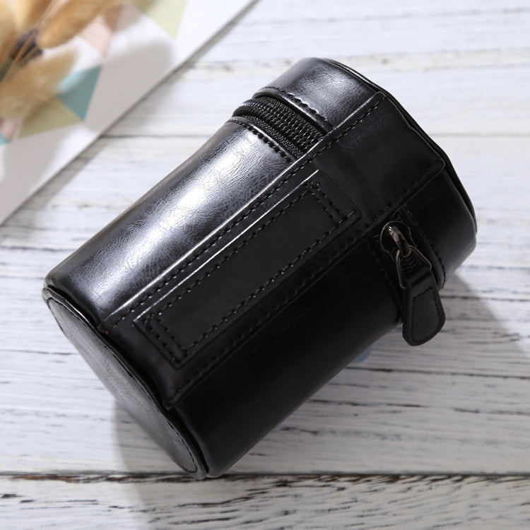 Small Lens Case Zippered PU Leather Pouch Box for DSLR Camera Lens, Size: 11x8x8cm