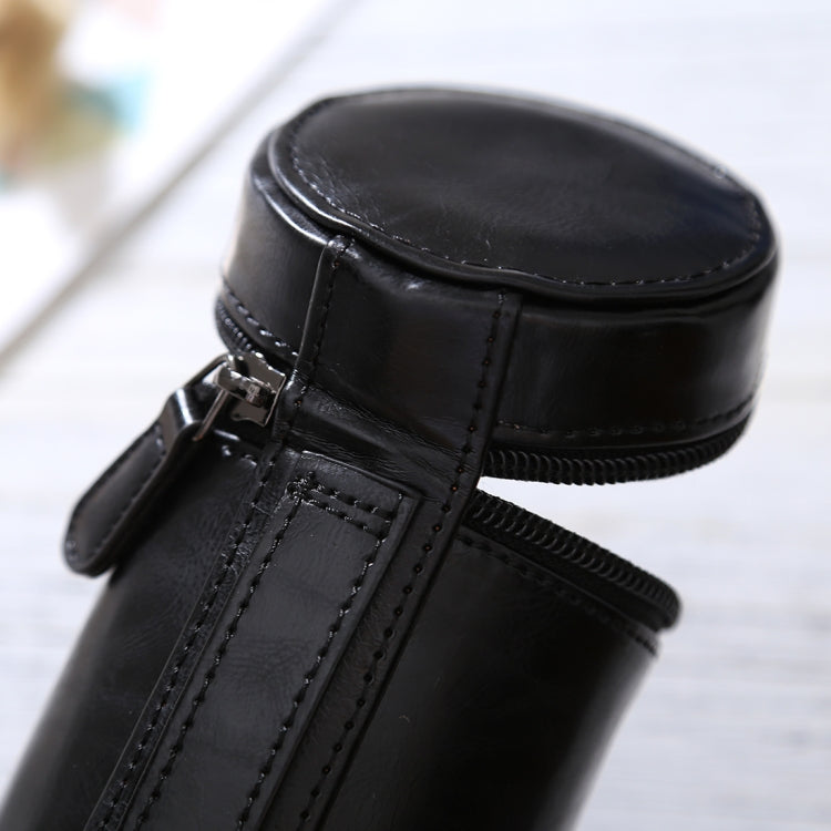 Small Lens Case Zippered PU Leather Pouch Box for DSLR Camera Lens, Size: 11x8x8cm