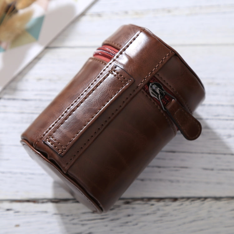 Small Lens Case Zippered PU Leather Pouch Box for DSLR Camera Lens, Size: 11x8x8cm