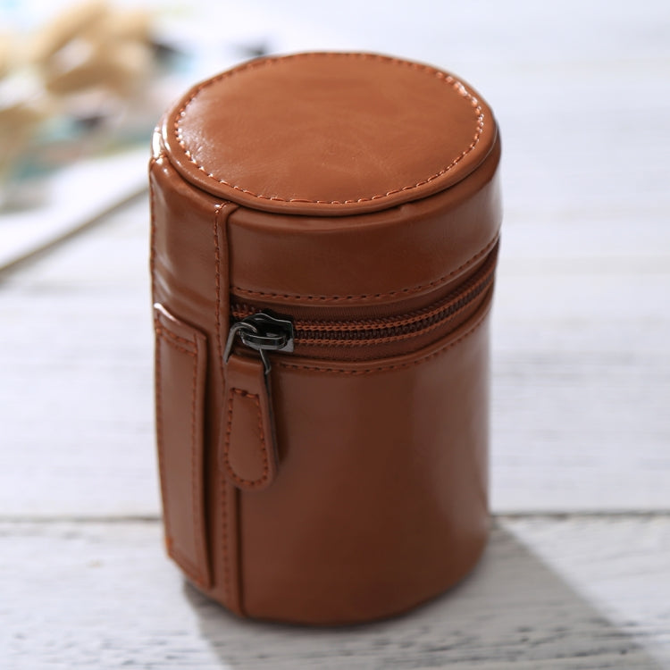 Small Lens Case Zippered PU Leather Pouch Box for DSLR Camera Lens, Size: 11x8x8cm