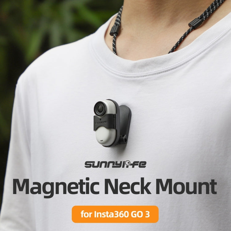 For Insta360 GO 3 Sunnylife Magnetic Neck Mount Chest Body Camera Necklace Lanyard POV Vlog Holder  - Black