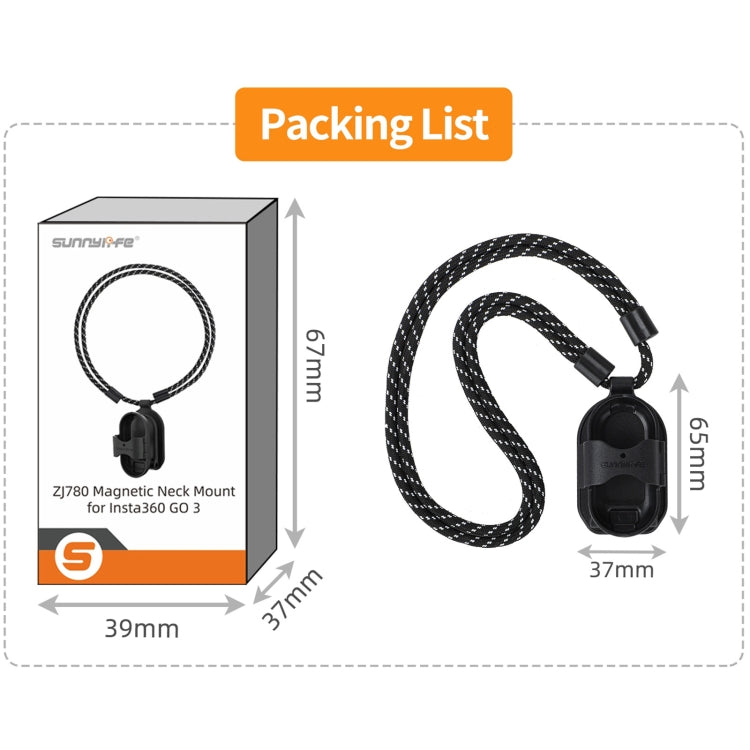 For Insta360 GO 3 Sunnylife Magnetic Neck Mount Chest Body Camera Necklace Lanyard POV Vlog Holder  - Black