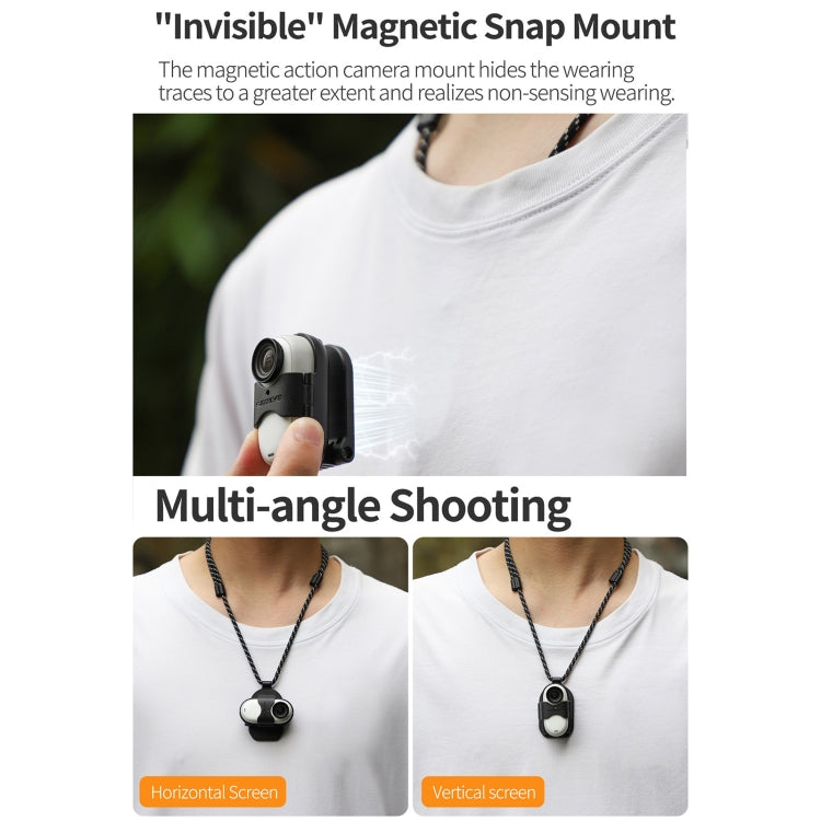 For Insta360 GO 3 Sunnylife Magnetic Neck Mount Chest Body Camera Necklace Lanyard POV Vlog Holder  - Black