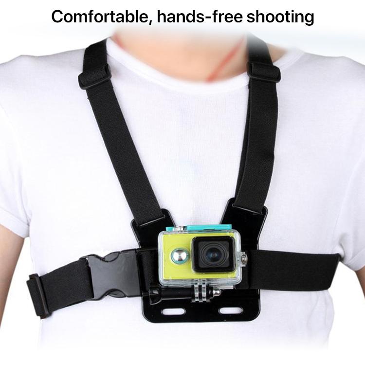 Front Chest Belt Shoulder Strap Mount Holder for GoPro, Insta360, DJI and Other Action Cameras  - Black