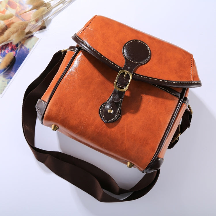 Portable Digital Camera Shoulder Bag Soft PU Leather Bag with Strap, Size: 21cm x 15cm x 20cm