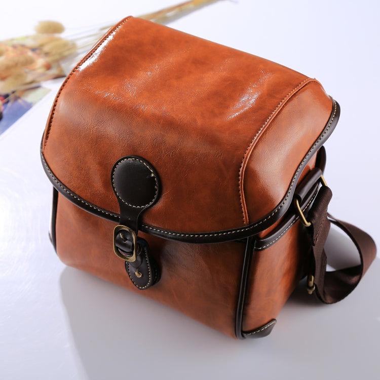 Portable Digital Camera Shoulder Bag Soft PU Leather Bag with Strap, Size: 21cm x 15cm x 20cm