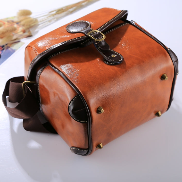 Portable Digital Camera Shoulder Bag Soft PU Leather Bag with Strap, Size: 21cm x 15cm x 20cm