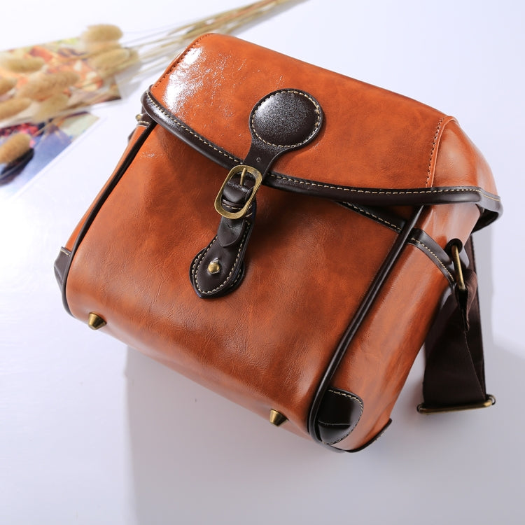 Portable Digital Camera Shoulder Bag Soft PU Leather Bag with Strap, Size: 21cm x 15cm x 20cm