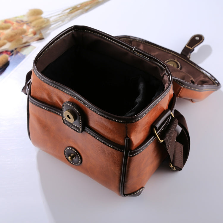 Portable Digital Camera Shoulder Bag Soft PU Leather Bag with Strap, Size: 21cm x 15cm x 20cm