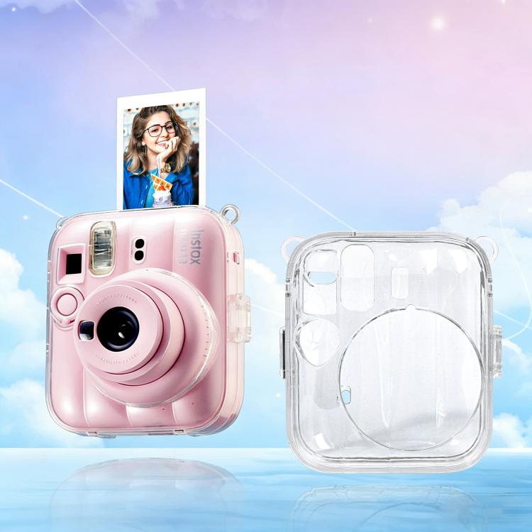 For FUJIFILM instax mini 13 Protective Crystal Shell Case with Shoulder Strap  - Transparent