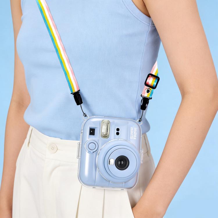 For FUJIFILM instax mini 13 Protective Crystal Shell Case with Shoulder Strap  - Transparent