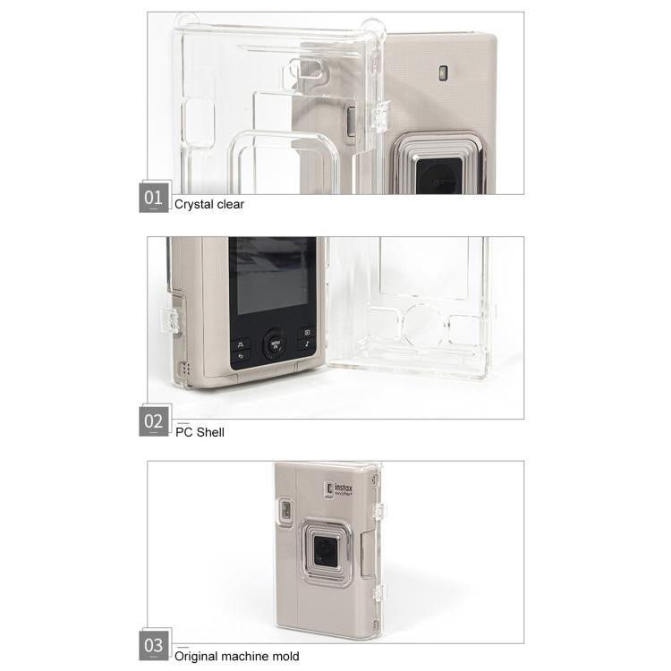 For FUJIFILM instax mini Liplay+ Protective Crystal Shell Case with Shoulder Strap  - Transparent