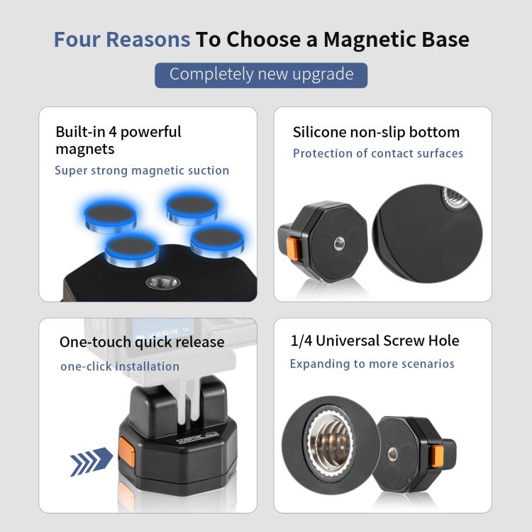 STARTRC VCR Snap-Mag Magnetic Quick Release Base Mount For GoPro  - Black