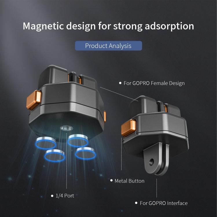 STARTRC VCR Snap-Mag Magnetic Quick Release Base Mount For GoPro  - Black