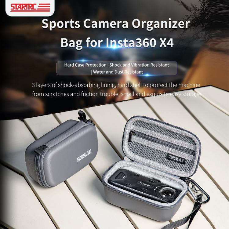For Insta360 X5 / X4 STARTRC Camera Carry Case with Carabiner & Strap  - Grey