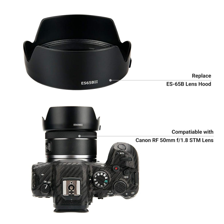 ES-65BII Lens Hood Shade for Canon RF 50mm F1.8 STM Lens