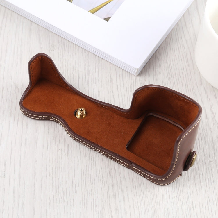 1/4 inch Thread PU Leather Camera Half Case Base for Sony A6400 / ILCE-A6400