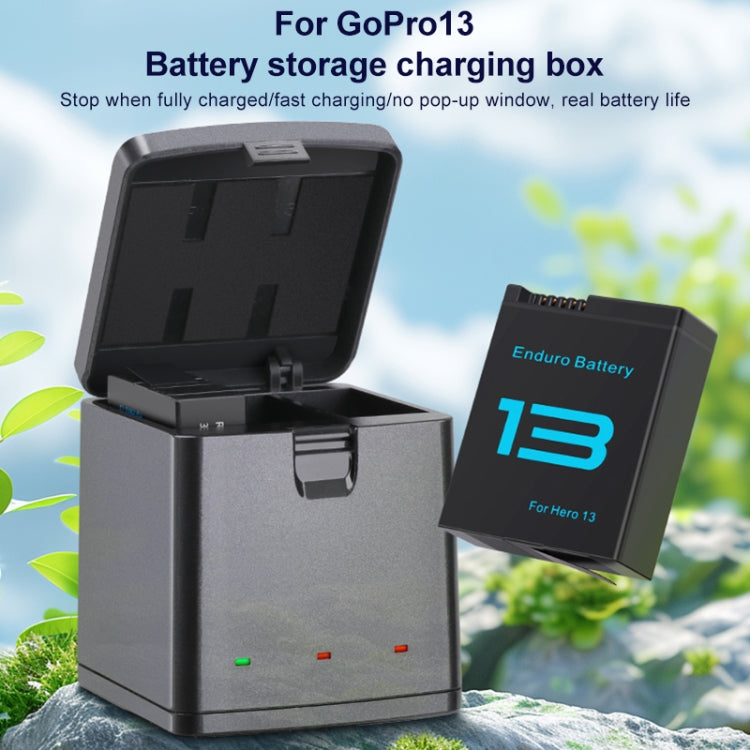 For GoPro HERO13 Black 3-Battery Charging Box Storage Case  - Black