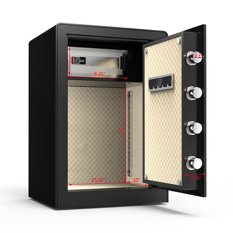 [US Warehouse] 2.3 Cubic Feet Home Security Large Safety Box with Separate Lock Box & Bottom Compartment & Induction Light