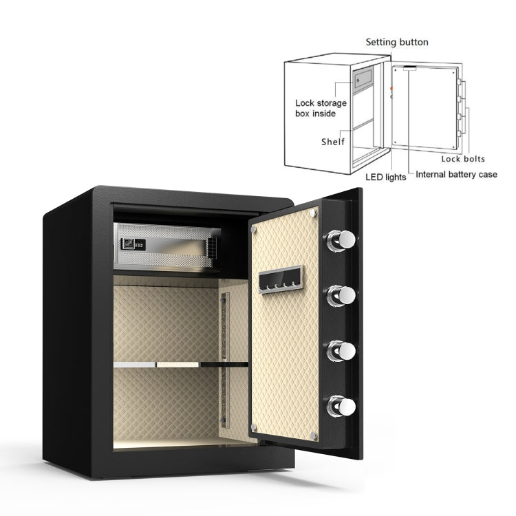 [US Warehouse] 2.3 Cubic Feet Home Security Large Safety Box with Separate Lock Box & Bottom Compartment & Induction Light
