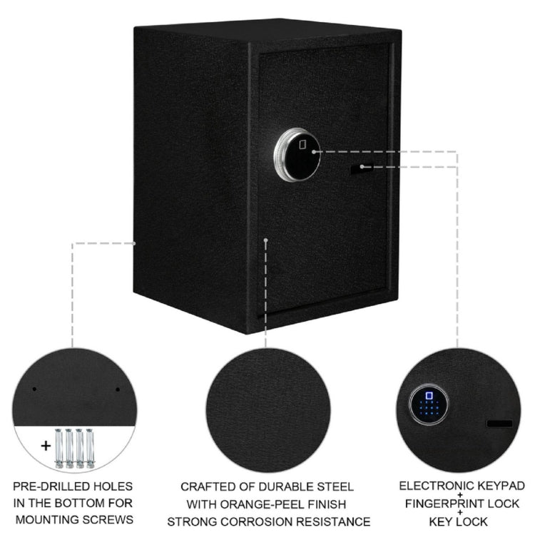 [US Warehouse] Home Use Electronic Password Steel Plate Safe Box with FS500 Fingerprint Unlock, Size: 13.8x13x19.7 inch
