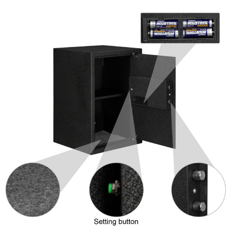 [US Warehouse] Home Use Electronic Password Steel Plate Safe Box with FS500 Fingerprint Unlock, Size: 13.8x13x19.7 inch