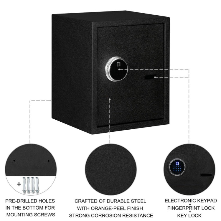 [US Warehouse] Home Use Electronic Password Steel Plate Safe Box with FS419 Fingerprint Unlock, Size: 13.8x13x16.5 inch