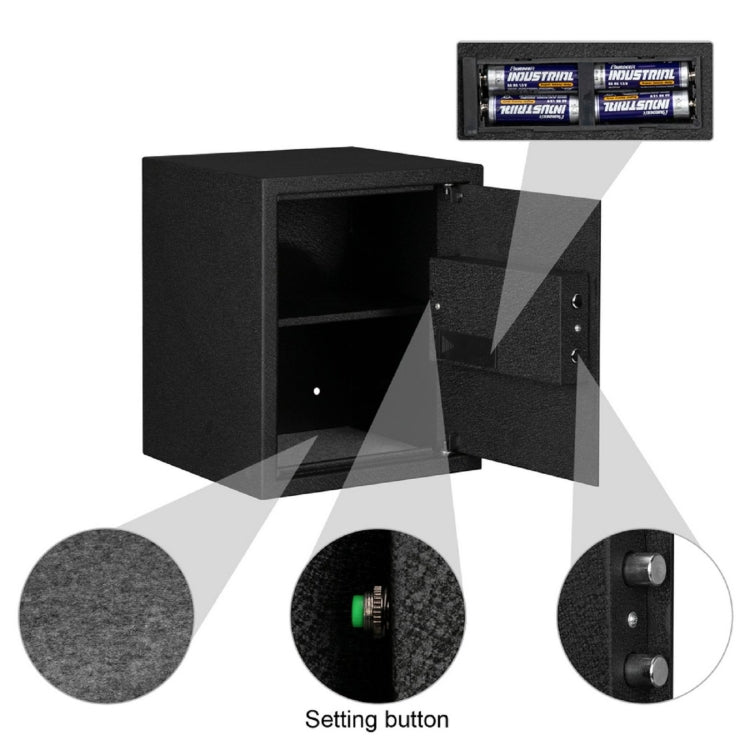 [US Warehouse] Home Use Electronic Password Steel Plate Safe Box with FS419 Fingerprint Unlock, Size: 13.8x13x16.5 inch