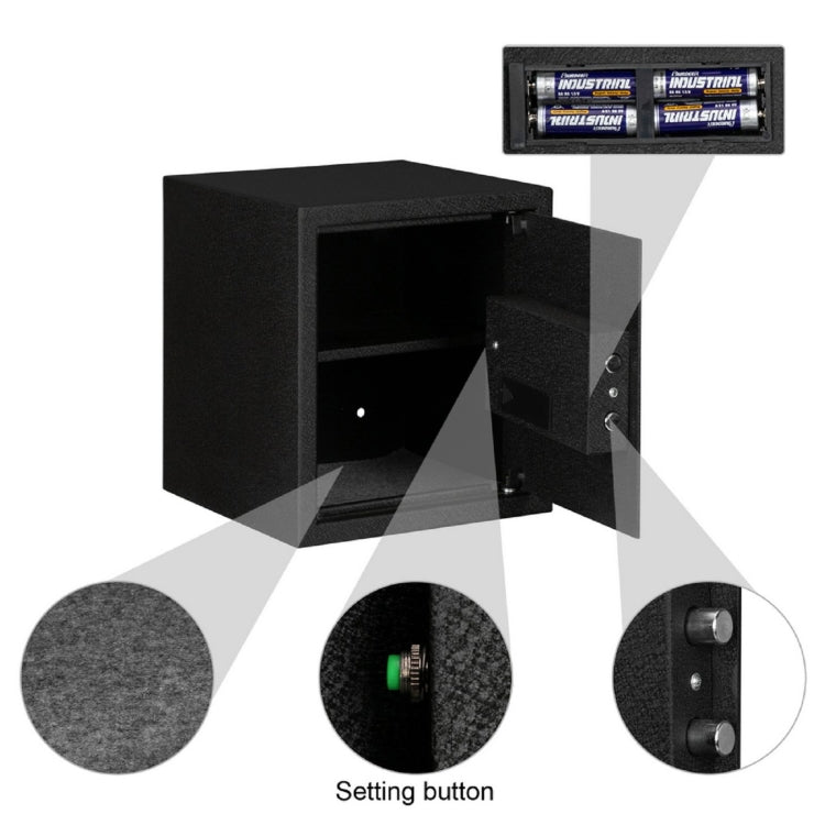 [US Warehouse] Home Use Electronic Password Steel Plate Safe Box with FS360 Fingerprint Unlock, Size: 13x13x14.2 inch