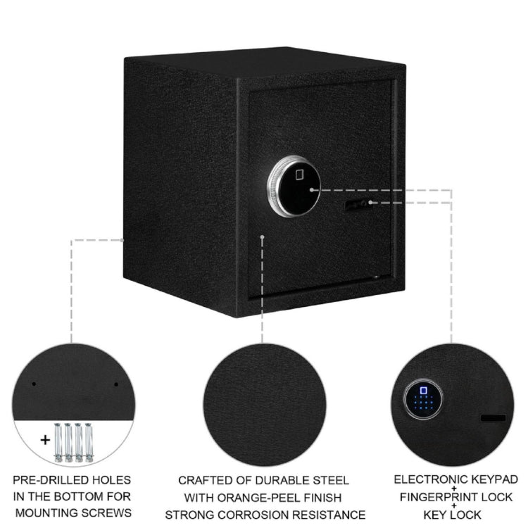 [US Warehouse] Home Use Electronic Password Steel Plate Safe Box with FS360 Fingerprint Unlock, Size: 13x13x14.2 inch