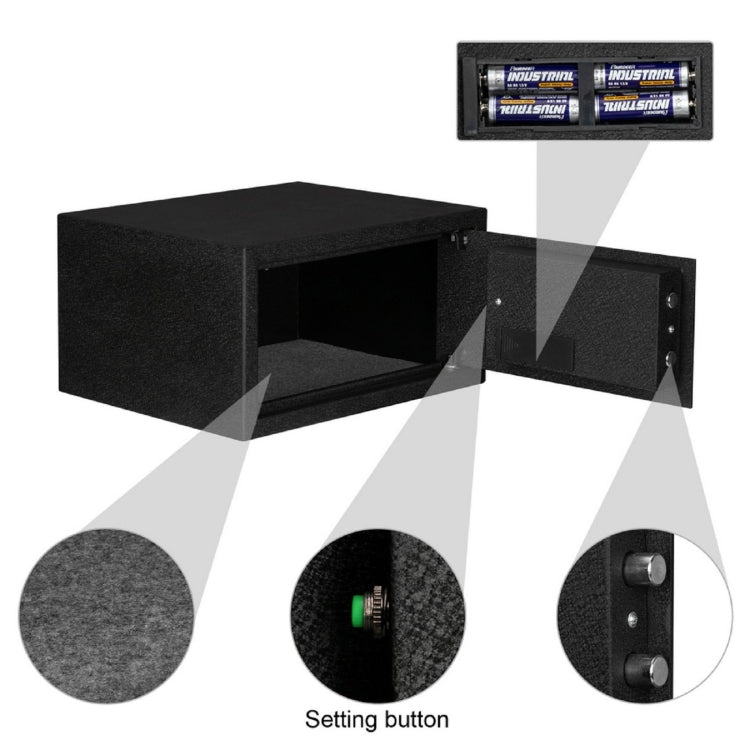 [US Warehouse] Home Use Electronic Password Steel Plate Safe Box with FS230 Fingerprint Unlock, Size: 16.93x14.57x9.06 inch