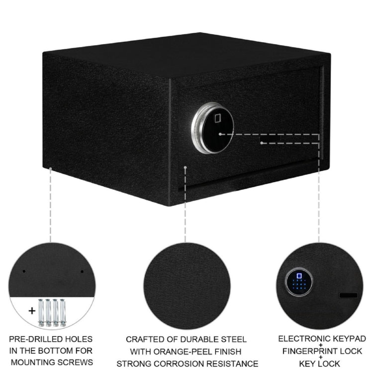 [US Warehouse] Home Use Electronic Password Steel Plate Safe Box with FS230 Fingerprint Unlock, Size: 16.93x14.57x9.06 inch