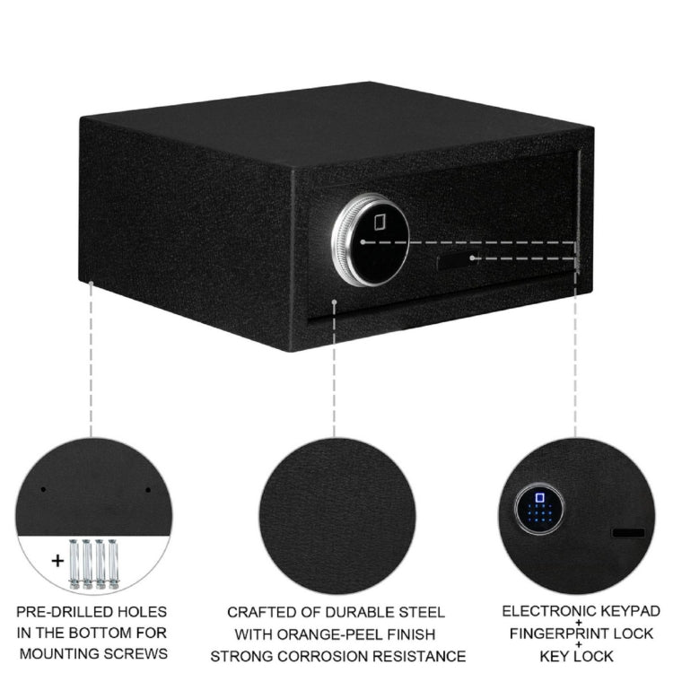 [US Warehouse] Home Use Electronic Password Steel Plate Safe Box with FS180 Fingerprint Unlock, Size: 16.93x14.57x7.09 inch