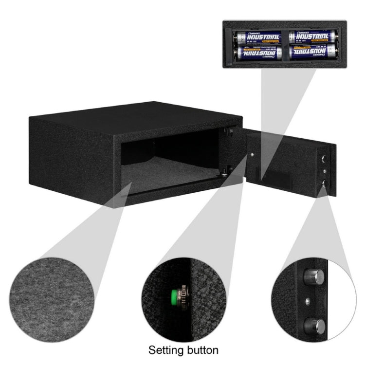 [US Warehouse] Home Use Electronic Password Steel Plate Safe Box with FS180 Fingerprint Unlock, Size: 16.93x14.57x7.09 inch