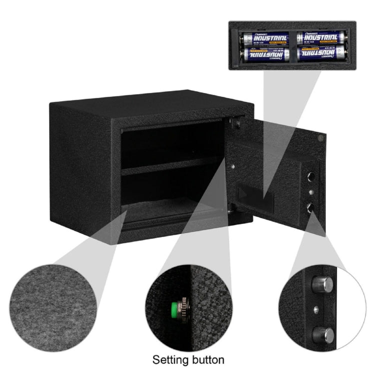 [US Warehouse] Home Use Electronic Password Steel Plate Safe Box with FS250 Fingerprint Unlock, Size: 13.8x9.8x9.8 inch