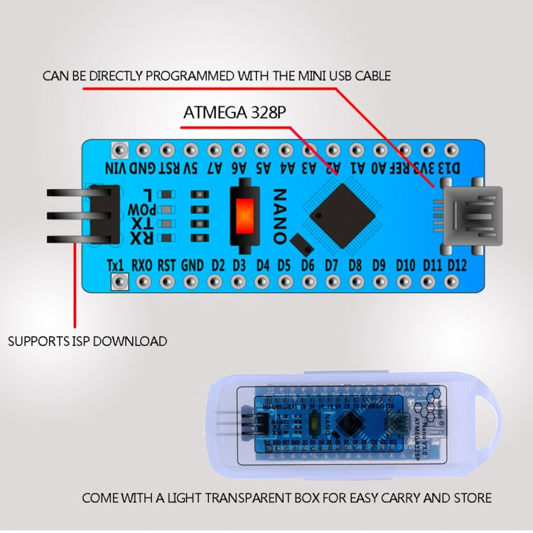 Landa Tianrui LDTR-WG0155 Mini USB Nano 3.0 Atmega328P Development Board Parts for Arduino