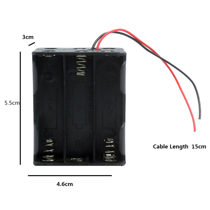 LandaTianrui LDTR-DJ003 6 x AA Batteries Case Storage Holder with 15cm Cable for Arduino(Black)