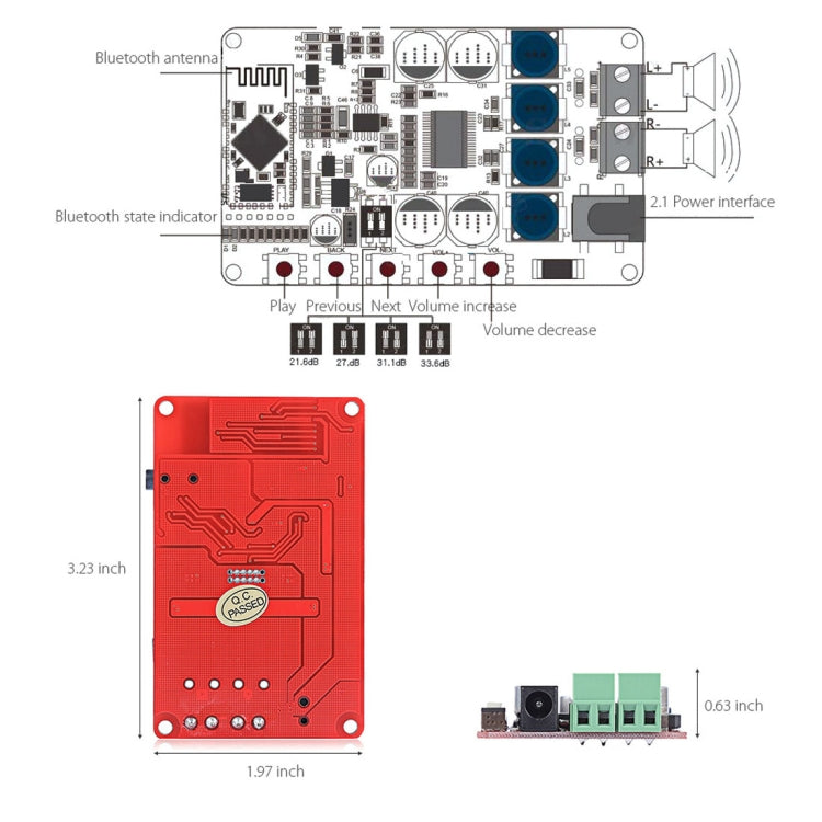 LDTR - WG0068 TDA7492P CSR8635 25W + 25W Wireless Bluetooth 4.0 Audio Receiver Amplifier Board