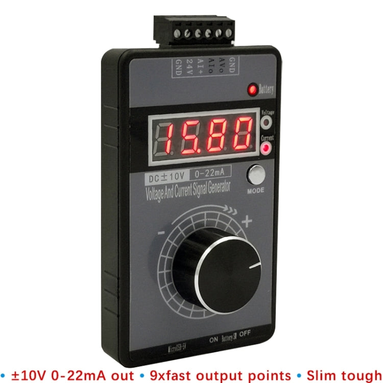 4-20mA 0-10V Signal Generator Adjustable Voltage Current Simulator, Built-in Battery  - Black