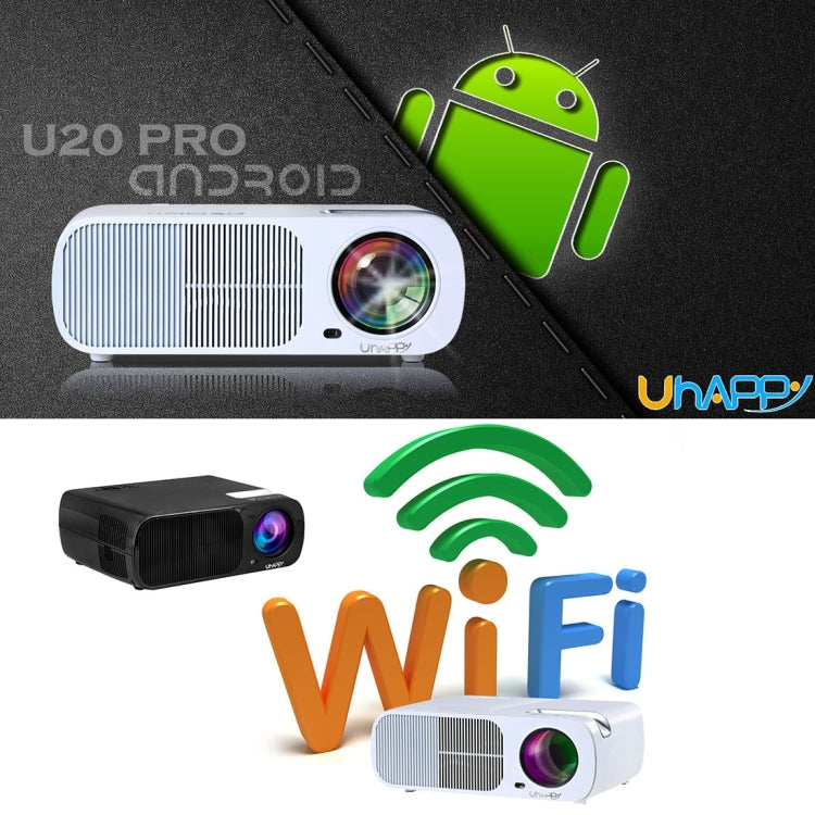 Uhappy U20 Pro WiFi 2600LM 1080P Home Theater 800*480 Mini Projector with Remote Control, Support HDMI + YPbPr + TV or DTV + AV + VGA