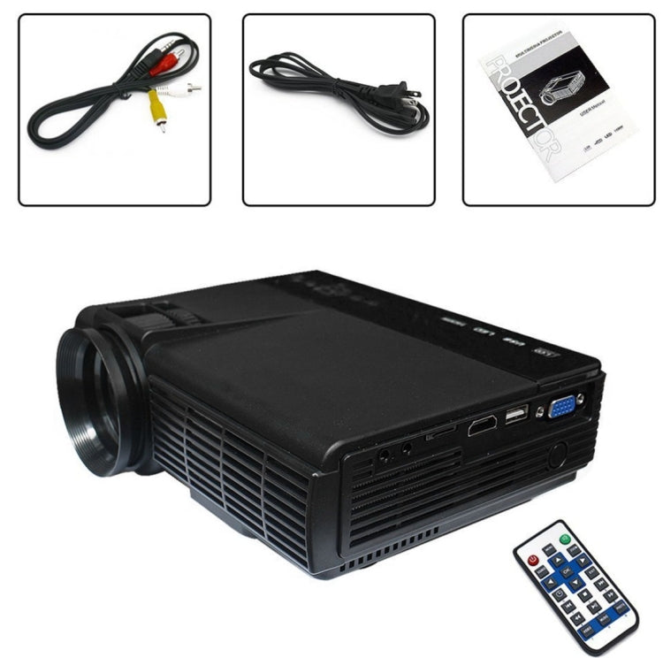SQ5 HD 800 x 480 Digital LED Projector with Remote Control, Support USB / Micro SD / VGA / HDMI(Black)
