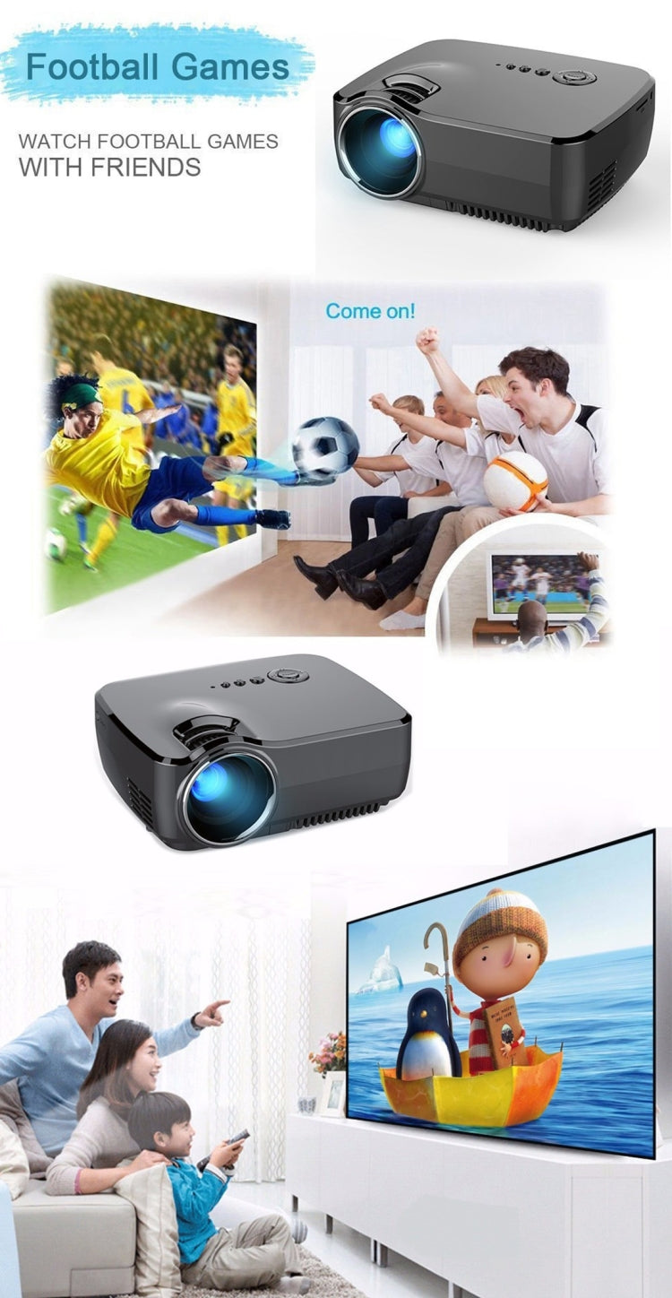 Vivibright GP70 1200LM 800*480 Home Theater Projector with Remote Control, 4.0 inch Single LCD Panel Display(Black)