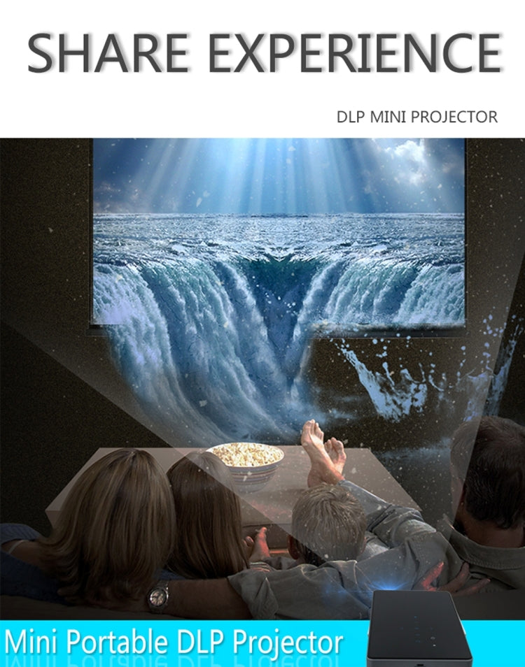 JAVODA P8 50LM Mini WiFi Smart 854*480 (WVGA) DLP 0.3 inch EM DMD Portable LED Projector with Remote Control & Holder,  Android 4.4, RK3128, 1GB RAM, 8GB ROM, WiFi, BT, HDMI