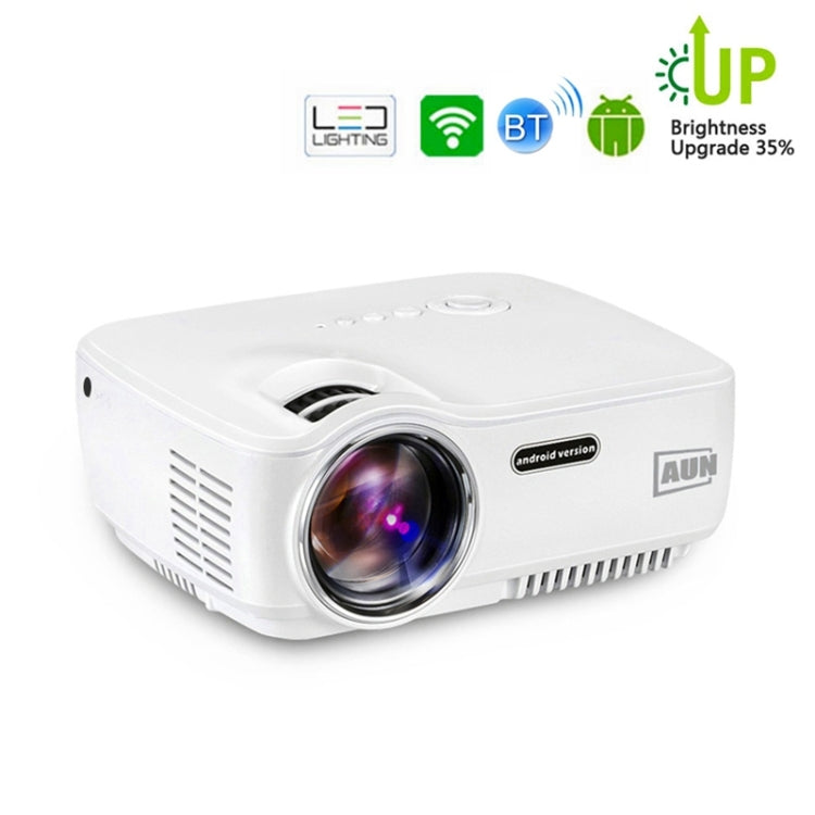 AUN AM01S Mini Projector 1400 Lumens LED Multimedia Video Projector Android 4.4 HD Home Theater, Quad Core Cotex-A5 1.5GHz, 1GB+8GB, WiFi, BT(White)