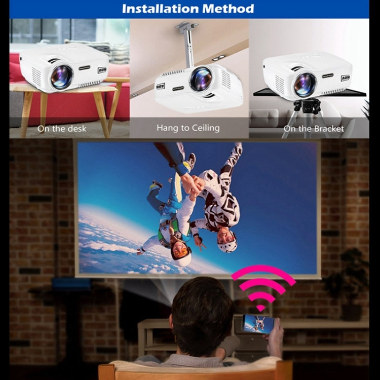 AUN AM01S Mini Projector 1400 Lumens LED Multimedia Video Projector Android 4.4 HD Home Theater, Quad Core Cotex-A5 1.5GHz, 1GB+8GB, WiFi, BT(White)