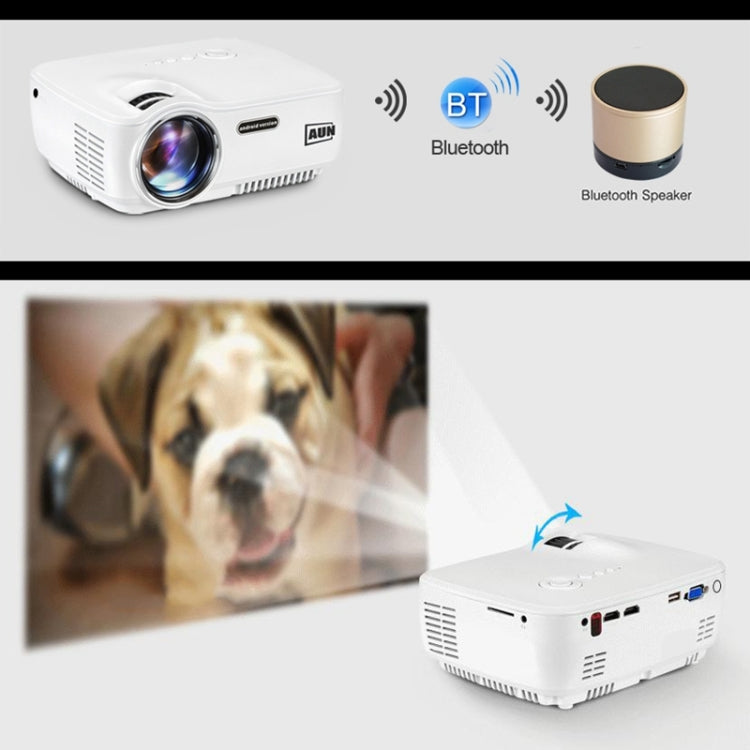 AUN AM01S Mini Projector 1400 Lumens LED Multimedia Video Projector Android 4.4 HD Home Theater, Quad Core Cotex-A5 1.5GHz, 1GB+8GB, WiFi, BT(White)