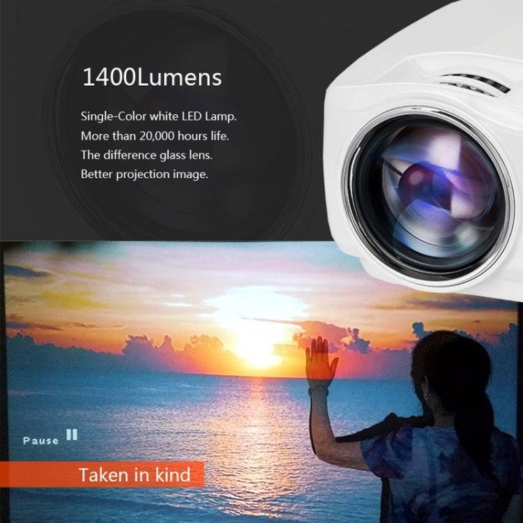 AUN AM01C Classic Version Mini Projector 1400 Lumens LED Multimedia Video Projector Home Theater(White)
